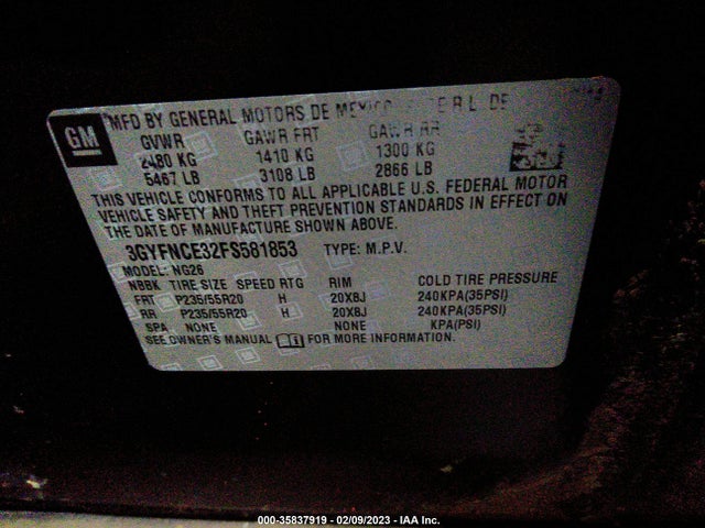 3GYFNCE32FS581853 Cadillac Srx Performance Collection