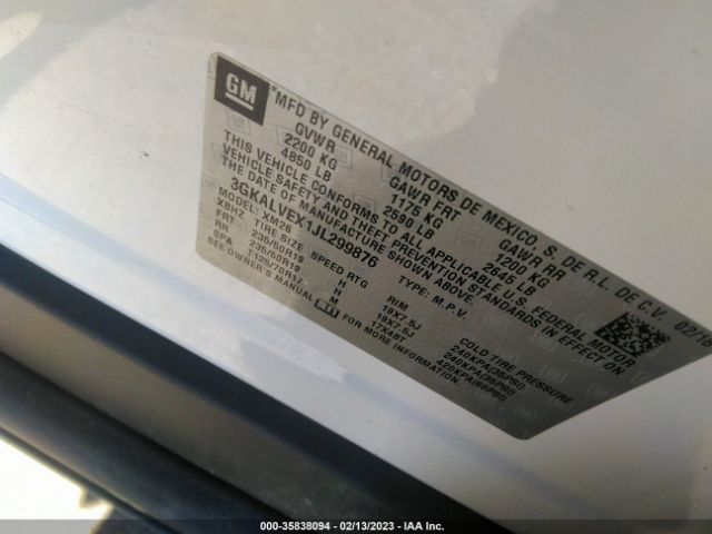 3GKALVEX1JL299876 GMC Terrain Slt