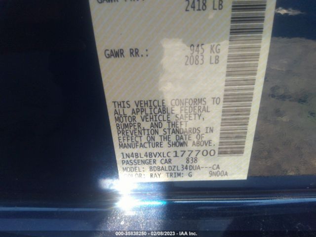 1N4BL4BVXLC177700 Nissan Altima 2.5 S