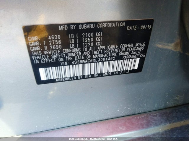 4S3BWAC6XL3004492 Subaru Legacy Premium