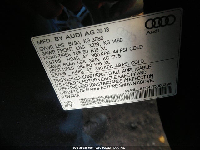 2014 AUDI Q7 3.0T PREMIUM PLUS VIN: WA1LGBFE4ED006398
