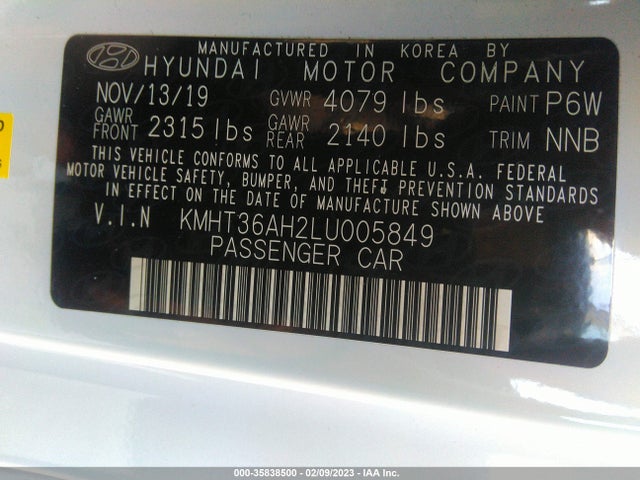 2020 Hyundai Veloster, VIN: KMHT36AH2LU005849