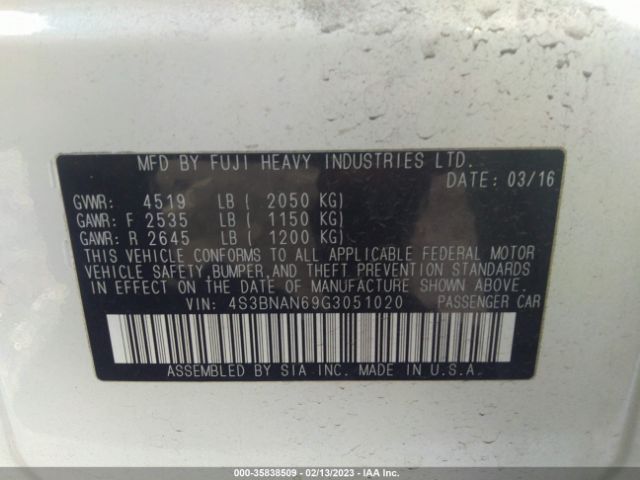 4S3BNAN69G3051020 Subaru Legacy 2.5i Limited