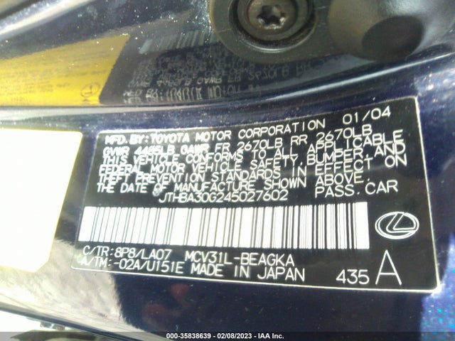Lexus ES 330 2004 JTHBA30G245027602 Image 10