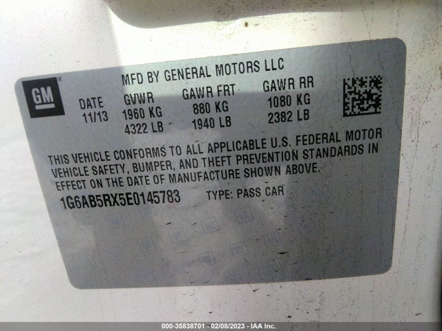 2014 Cadillac ATS, VIN: 1G6AB5RX5E0145783