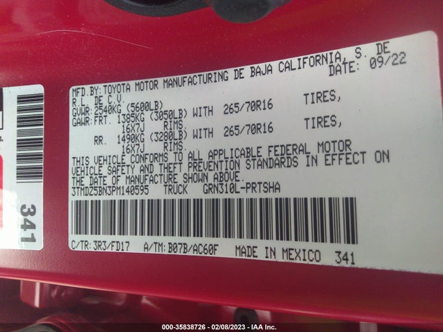 2023 Toyota Tacoma, VIN: 3TMDZ5BN3PM140595