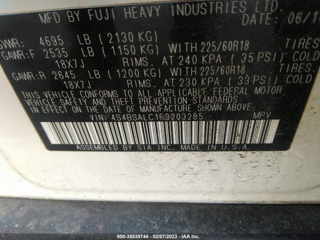 2015 Subaru Outback, VIN: 4S4BSALC1F3203285