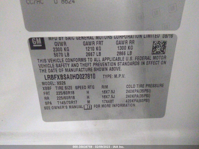 2017 Buick Envision, VIN: LRBFXBSA0HD027810