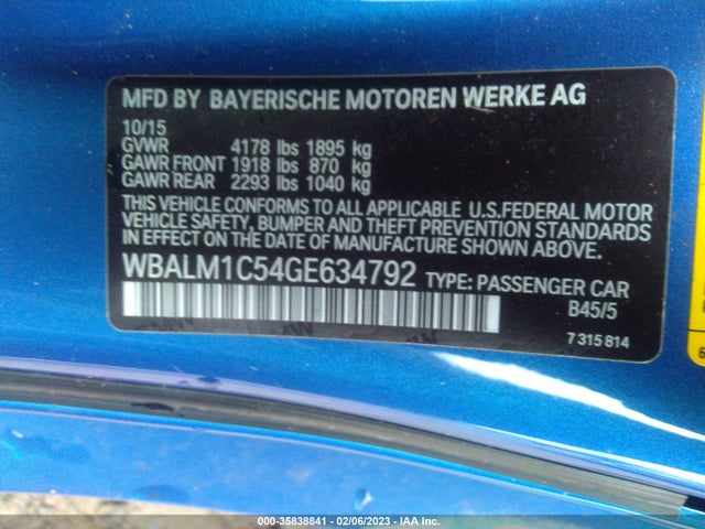 2016 BMW Z4, VIN: WBALM1C54GE634792