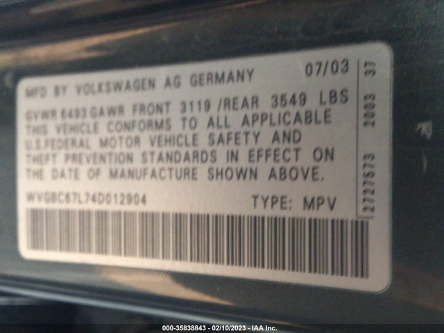 Volkswagen Touareg 2004 WVGBC67L74D012904 Image 10