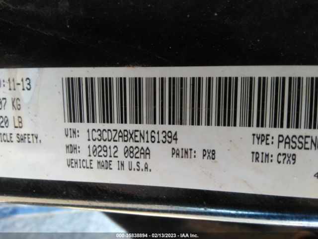 1C3CDZABXEN161394 Dodge Avenger