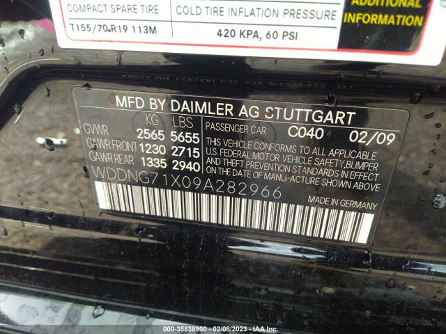 Продаж на аукціоні авто 2009 Mercedes-benz S-class 5.5l V8, vin: WDDNG71X09A282966, номер лоту: 35838900