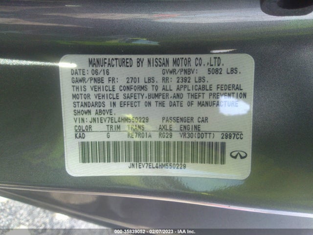 JN1EV7EL4HM550229 Infiniti Q60 3.0t Premium