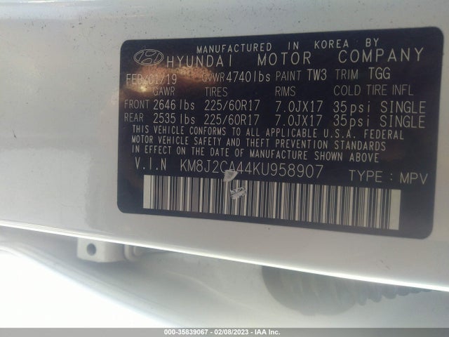 Hyundai TUCSON SE 2019 KM8J2CA44KU958907 Image 9