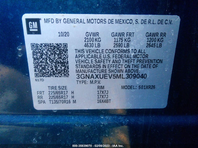 Chevrolet EQUINOX LT 2021 3GNAXUEV5ML309040 Image 9