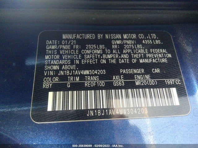 2021 Nissan Rogue, VIN: JN1BJ1AV4MW304203