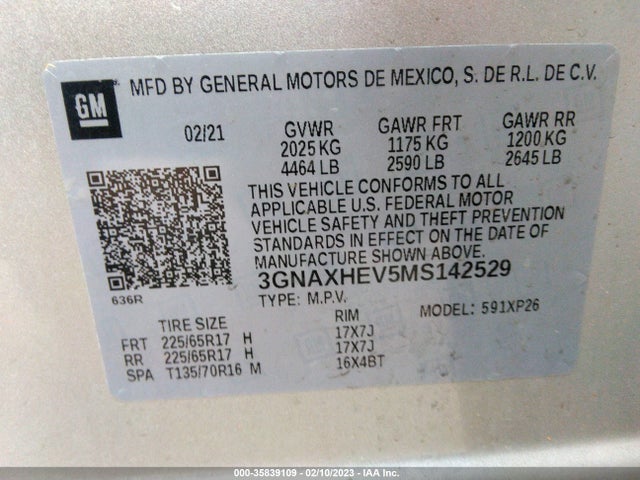 Chevrolet EQUINOX LS 2021 3GNAXHEV5MS142529 Image 10