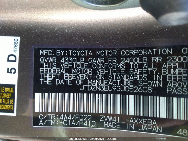2016 Toyota Prius, VIN: JTDZN3EU9GJ052608