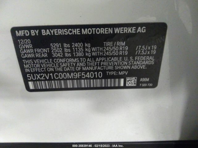 5UX2V1C00M9F54010 BMW X4 Xdrive30i