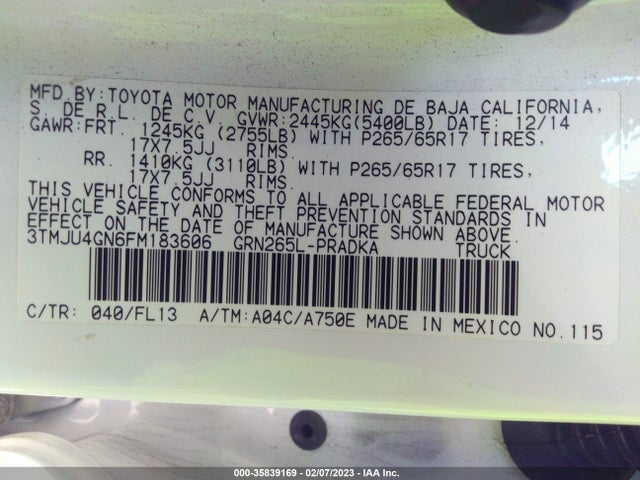 Toyota Tacoma Prerunner 2015 3TMJU4GN6FM183606 Image 9