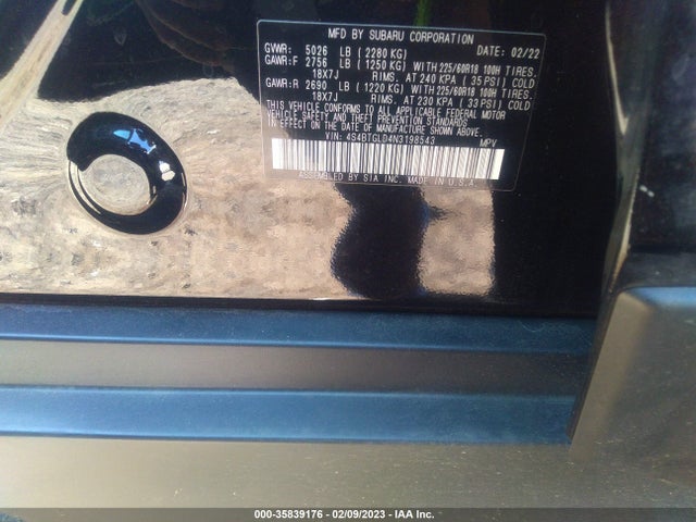 Subaru Outback Onyx Edition Xt 2022 4S4BTGLD4N3198543 Image 11