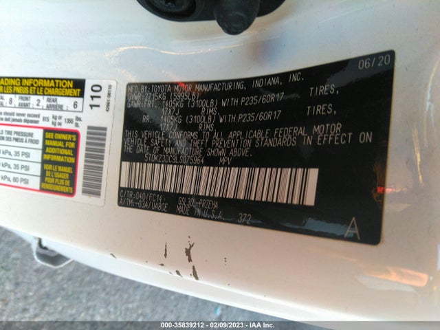 Toyota SIENNA LE 2020 5TDKZ3DC9LS075964 Image 9