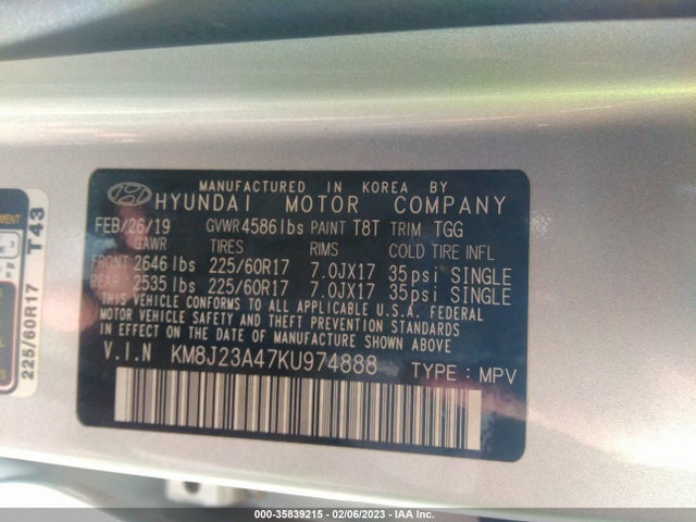 Hyundai TUCSON SE 2019 KM8J23A47KU974888 Image 9