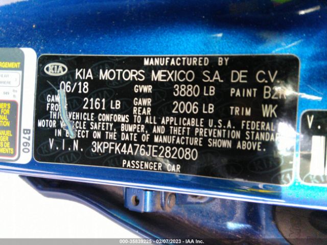 3KPFK4A76JE282080 KIA FORTE LX