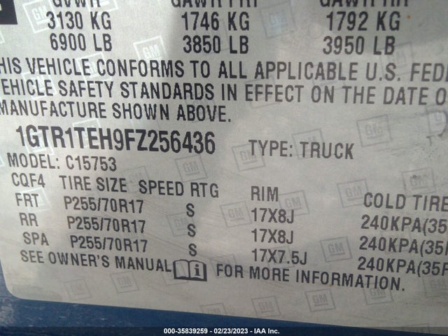 GMC SIERRA 1500 2015 1GTR1TEH9FZ256436 Image 10