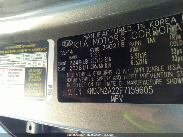 KIA Soul Base 2015 KNDJN2A22F7159605 Image 10