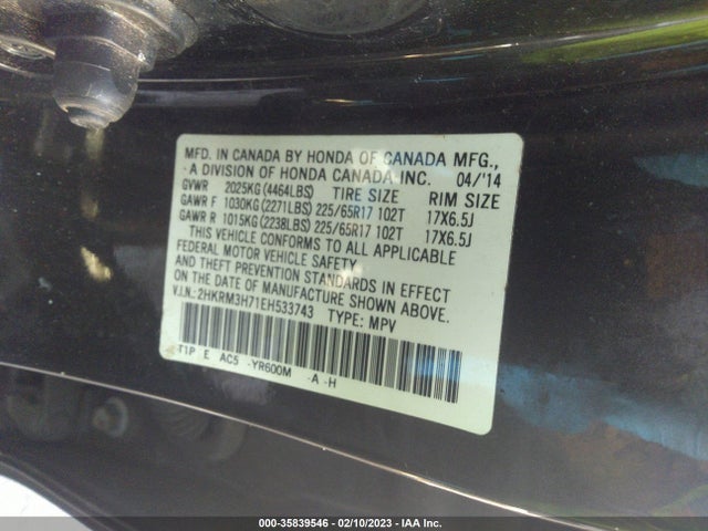 Honda Cr-v Ex-l 2014 2HKRM3H71EH533743 Image 9