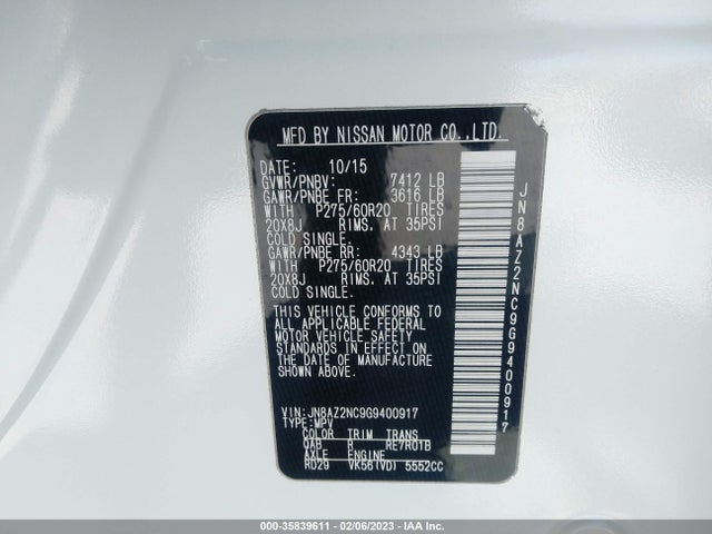 2016 Infiniti QX80, VIN: JN8AZ2NC9G9400917