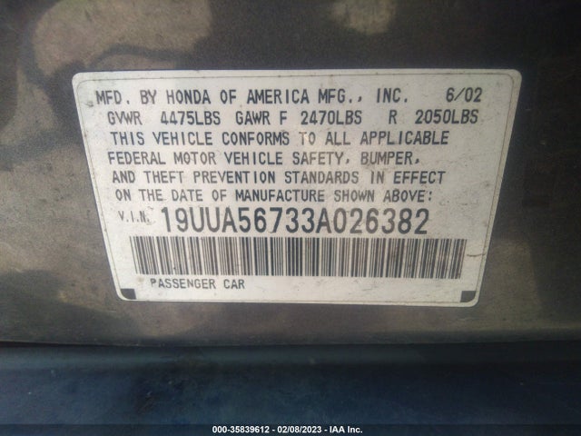 19UUA56733A026382 Acura Tl W/navigation System