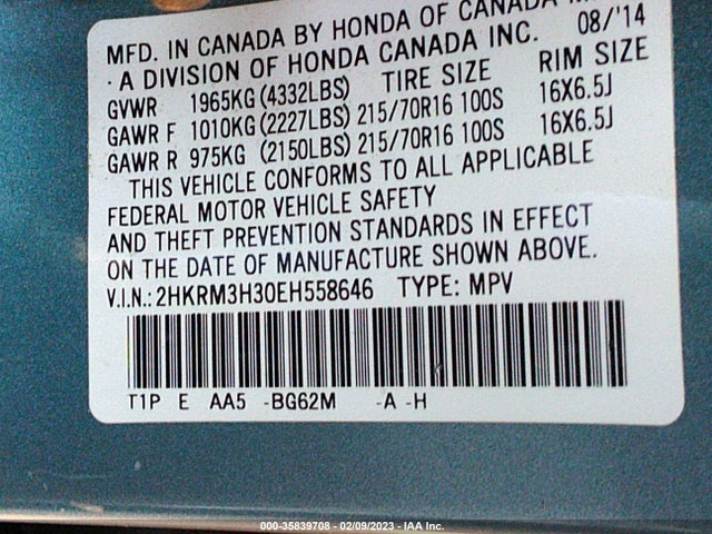 Honda CR-V LX 2014 2HKRM3H30EH558646 Image 9