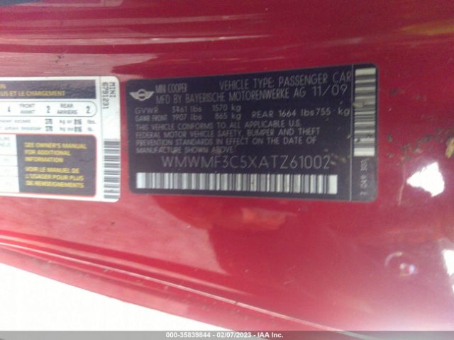 WMWMF3C5XATZ61002 Mini COOPER HARDTOP