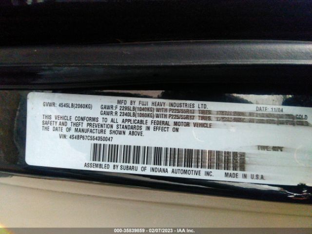 4S4BP67C554350047 Subaru Legacy Wagon (natl) Outback Xt Ltd