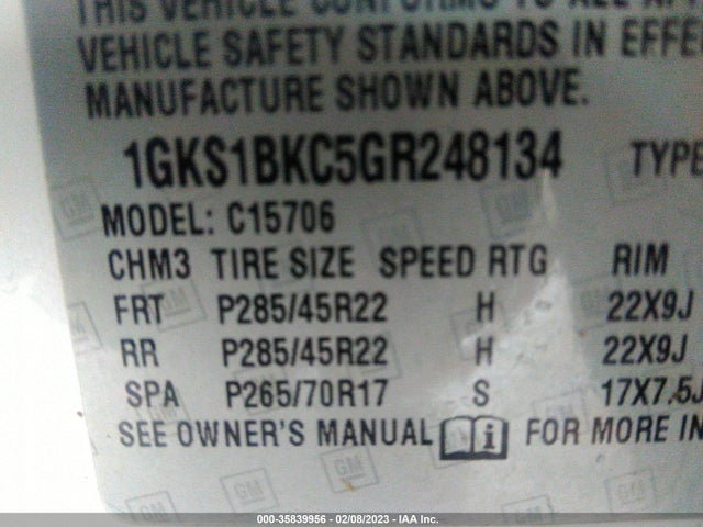 GMC YUKON SLT 2016 1GKS1BKC5GR248134 Image 9