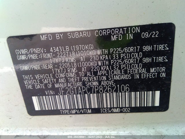 2023 Subaru Crosstrek, VIN: JF2GTAPC7P8262106