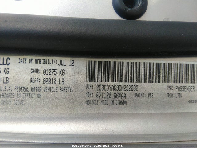 Dodge Challenger Sxt 2012 2C3CDYAG9CH292232 Image 9