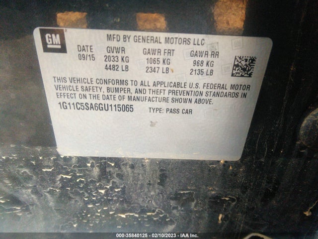Chevrolet Malibu Limited Lt 2016 1G11C5SA6GU115065 Image 9