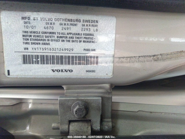 2002 VOLVO S80 VIN: YV1TS91D321249929