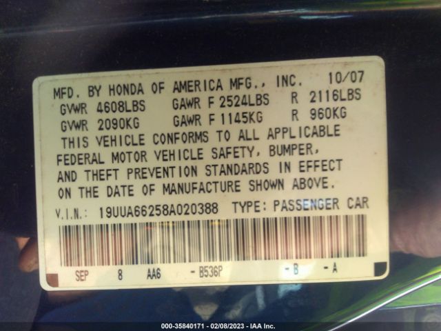 19UUA66258A020388 Acura TL