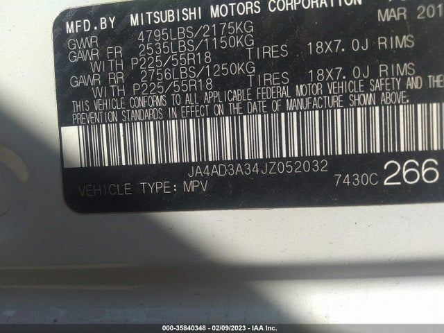 JA4AD3A34JZ052032 Mitsubishi Outlander Se