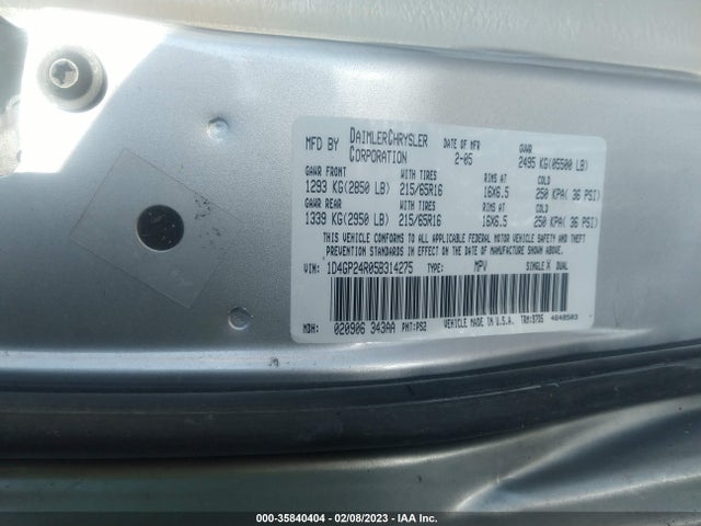 Dodge Grand Caravan Se 2005 1D4GP24R05B314275 Image 10