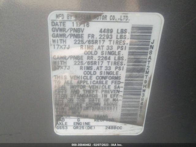JN8AT2MT9HW384871 Nissan ROGUE SV