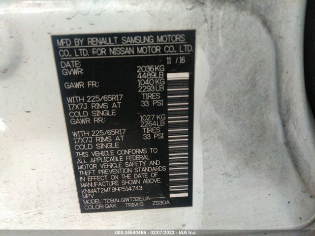 Nissan ROGUE SV 2017 KNMAT2MT8HP514743 Image 9