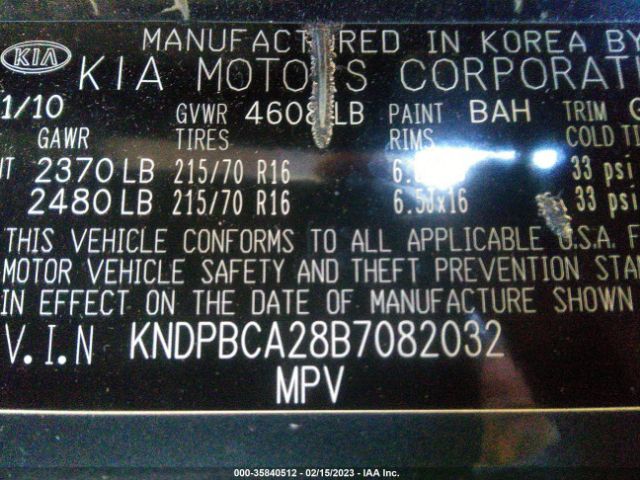 KNDPBCA28B7082032 KIA Sportage Lx
