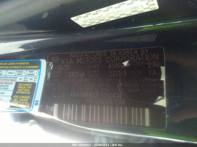 KNAGM4AD2F5090434 KIA OPTIMA HYBRID