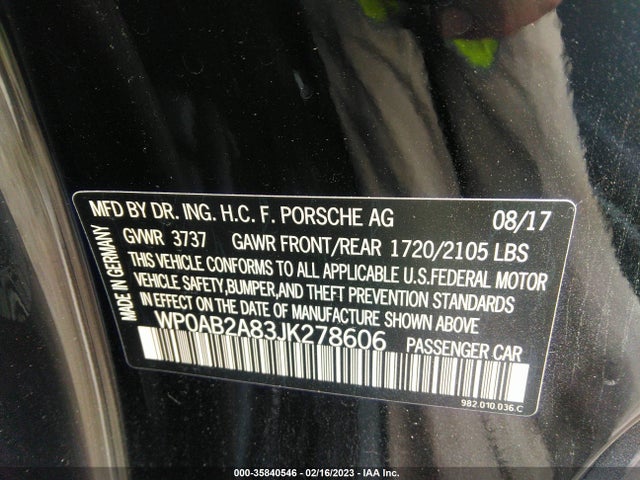 2018 Porsche 718, VIN: WP0AB2A83JK278606