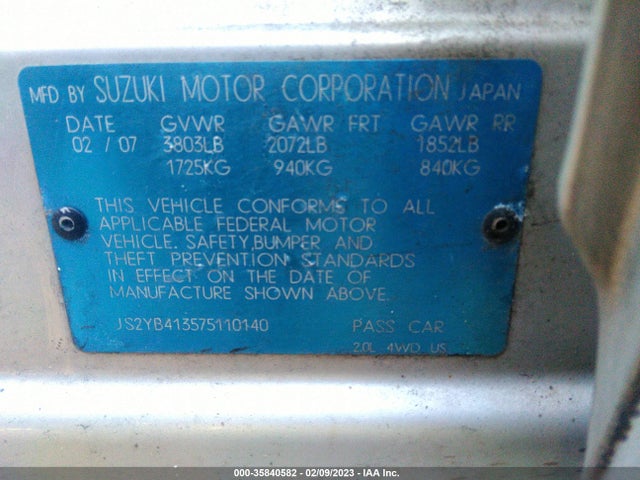 JS2YB413575110140 Suzuki SX4